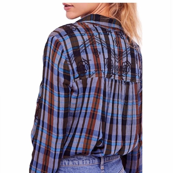 Free People Magical Plaid Embroidered flannel shirt - Picture 10 of 16